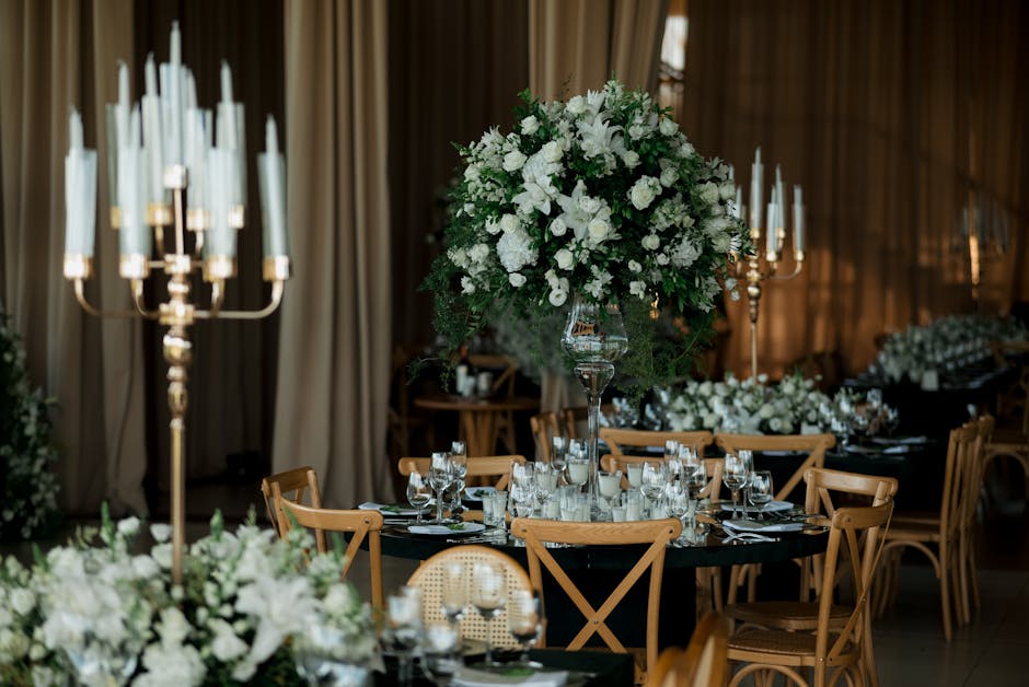 Elegant wedding reception table setting